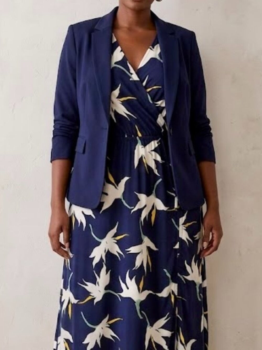 Lane Bryant Navy Floral Faux Wrap Maxi Dress 22/24 Tropical Summer Cruise